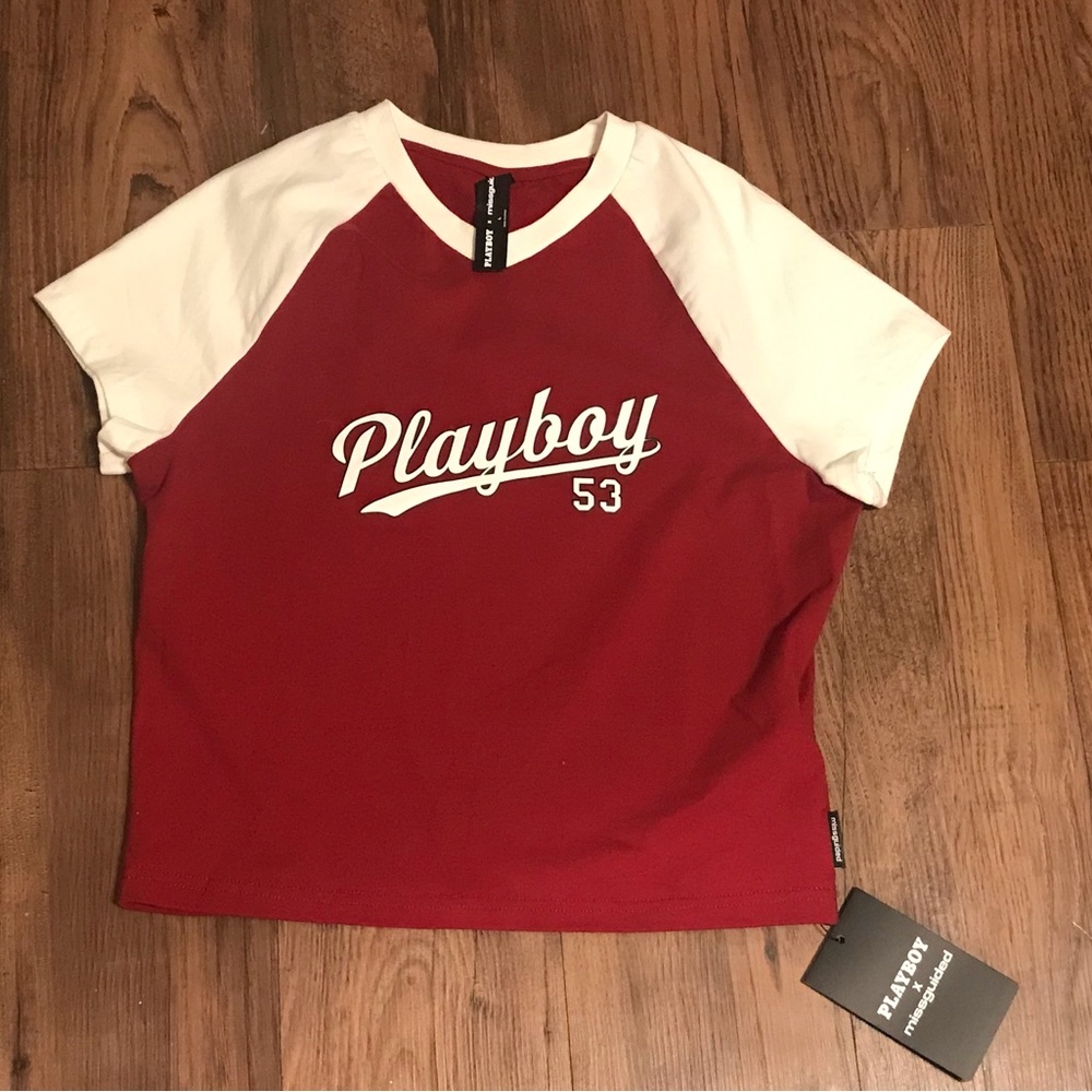 Brand new with tag Playboy Adult small Red & White Jersey Tee
